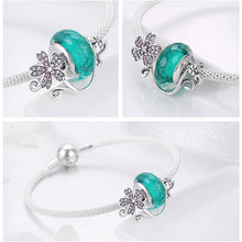 Load image into Gallery viewer, 925 Sterling Silver Daisy Flower Green Glass Bracelets