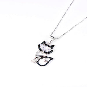 925 Sterling Silver Fox Pendant Necklace