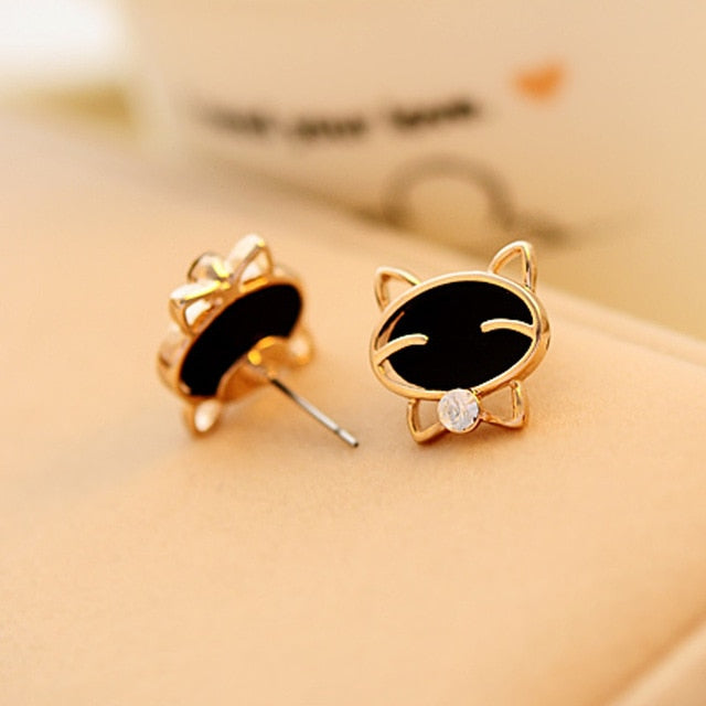 Black Cat Stainless Steel Stud Earrings