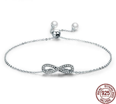 925 Sterling Silver Infinity Love Chain Women Bracelet