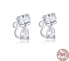 Load image into Gallery viewer, 925 Sterling Silver Cat Stud Earrings