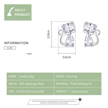 Load image into Gallery viewer, 925 Sterling Silver Cat Stud Earrings