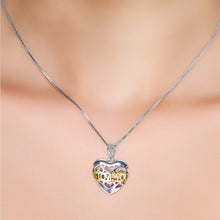 Load image into Gallery viewer, 925 Sterling Silver Pink Stone Hollow Love Heart Necklace