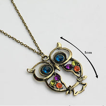 Load image into Gallery viewer, Gold Rhinestone Crystal Cubic Zirconia Owl Necklace