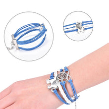 Load image into Gallery viewer, Leather Rope Elephant Trees Charm Bracelet