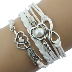 Love Heart Pearl Leather Bracelet