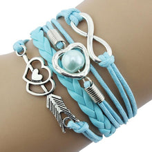 Load image into Gallery viewer, Love Heart Pearl Leather Bracelet