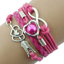 Load image into Gallery viewer, Love Heart Pearl Leather Bracelet