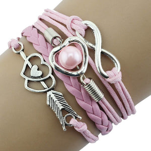 Love Heart Pearl Leather Bracelet