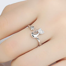 Load image into Gallery viewer, Love Heart Cute Little Cat Shaped Opening Ring