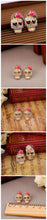 Load image into Gallery viewer, Pink Roses Skull Head Earrings