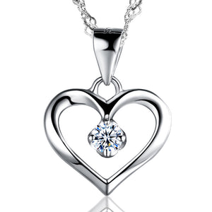 925 Sterling Silver Cubic Zirconia Love Pendant Necklace