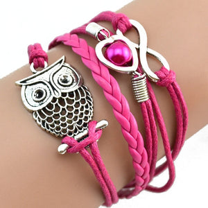 Multilayer Owl Pearl Leather Bracelet