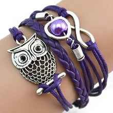 Load image into Gallery viewer, Multilayer Owl Pearl Leather Bracelet